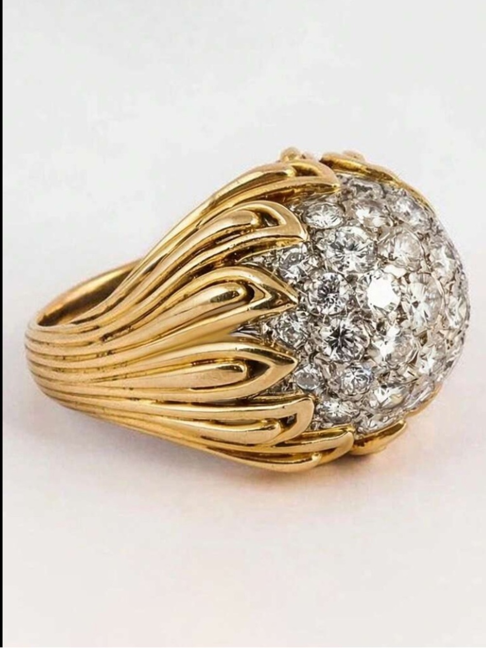 Vintage Gold Pave Dome Ring - Picture 3 of 4